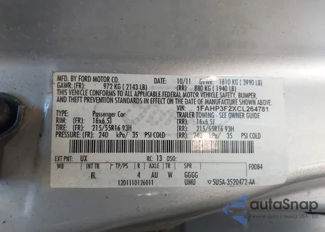 2012 Ford Focus Se z USA, uszkodzony, nr VIN 1FAHP3F2XCL264781